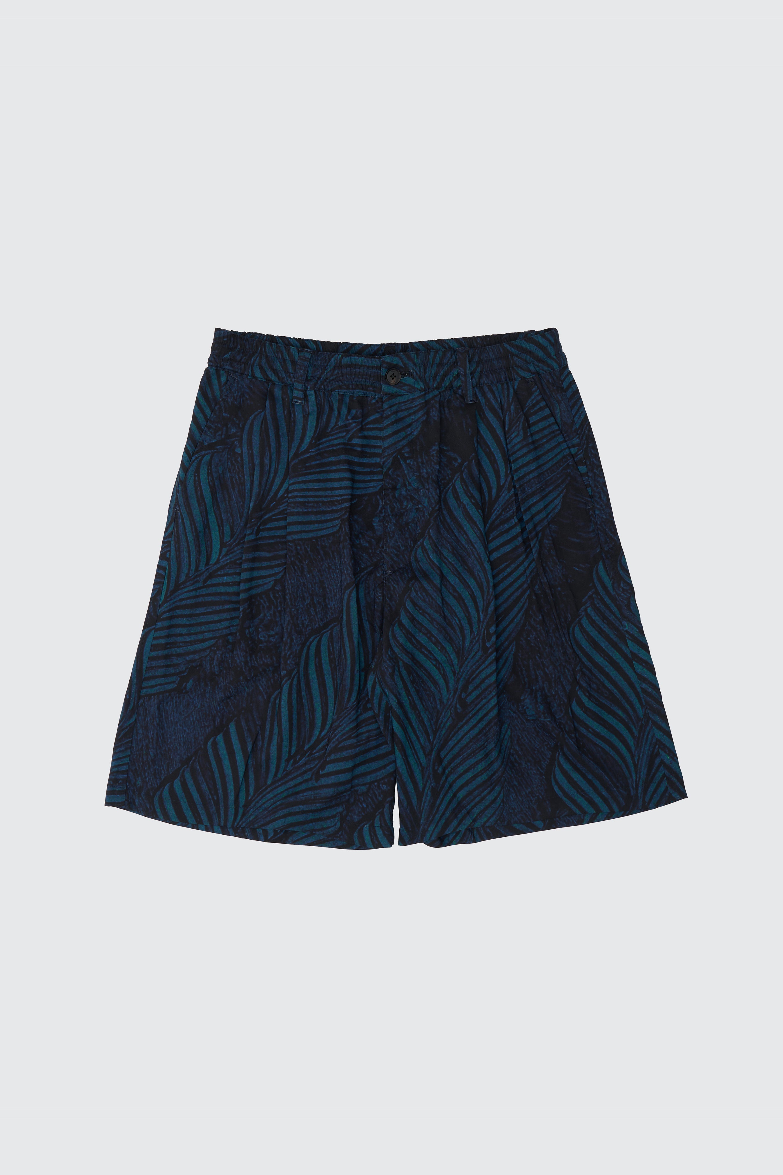 Leaf Pattern Printed 2Pleated Easy Shorts | YOKE Official Website