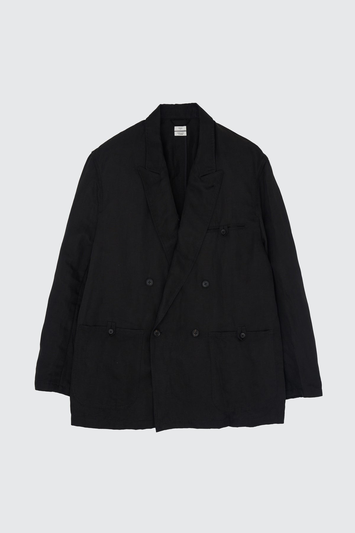 YOKE (ヨーク) リネンシルクカルゼ ダブルブレストブレザー ブラック
