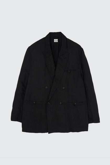 Linen Silk Kersey Double Breasted Blezer | YOKE Official Website