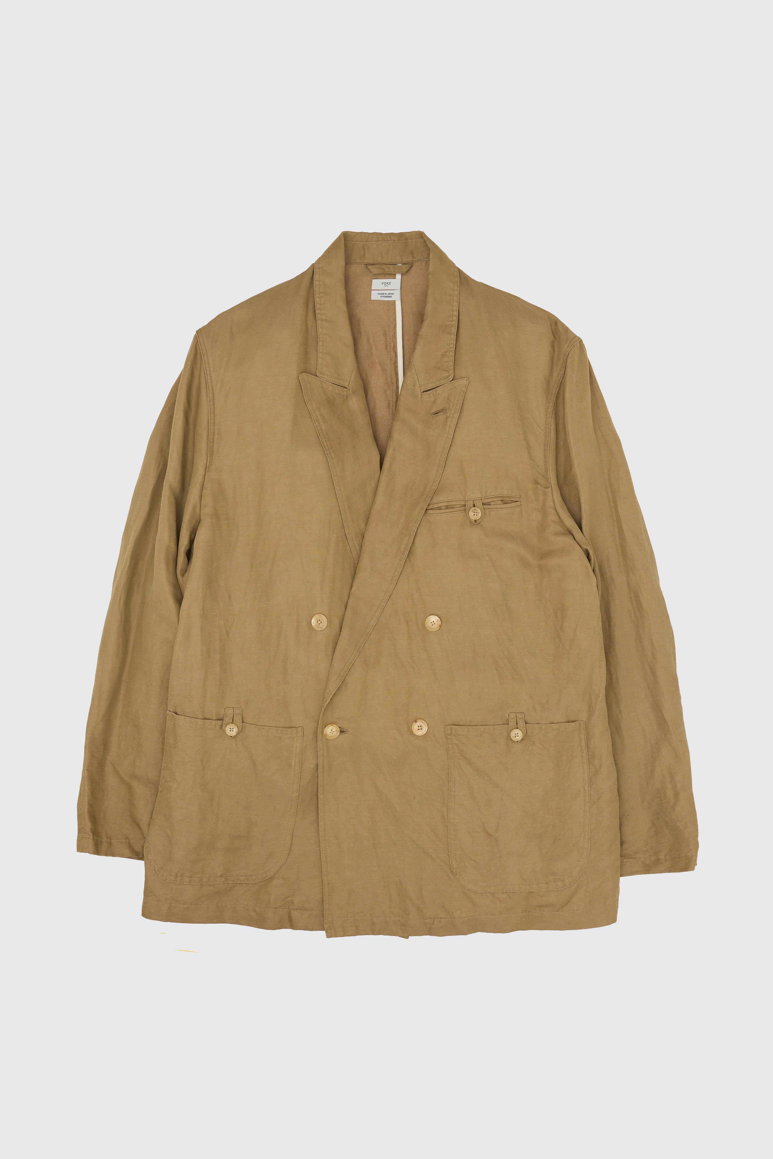 Linen Silk Kersey Double Breasted Blezer | YOKE Official Website