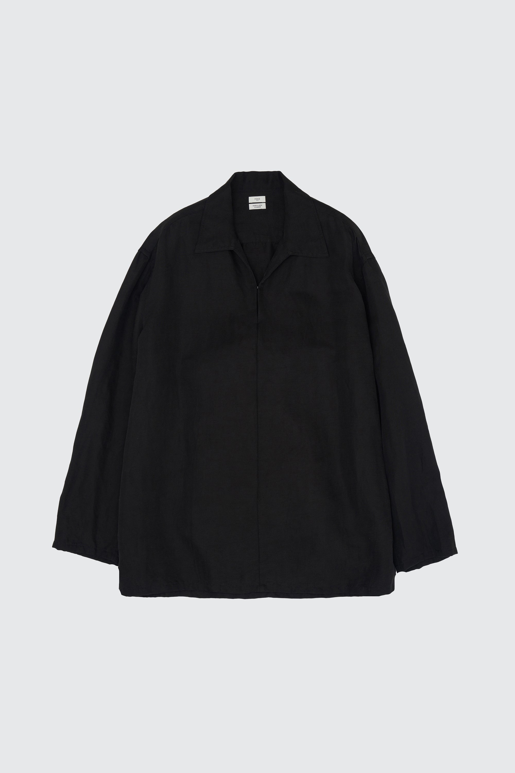 YOKE (ヨーク) リネンシルクカルゼスキッパーシャツ ブラック