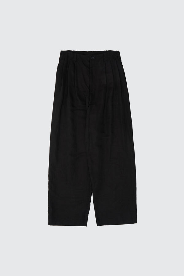 Linen Silk Kersey 3pleated Tapered Trousers