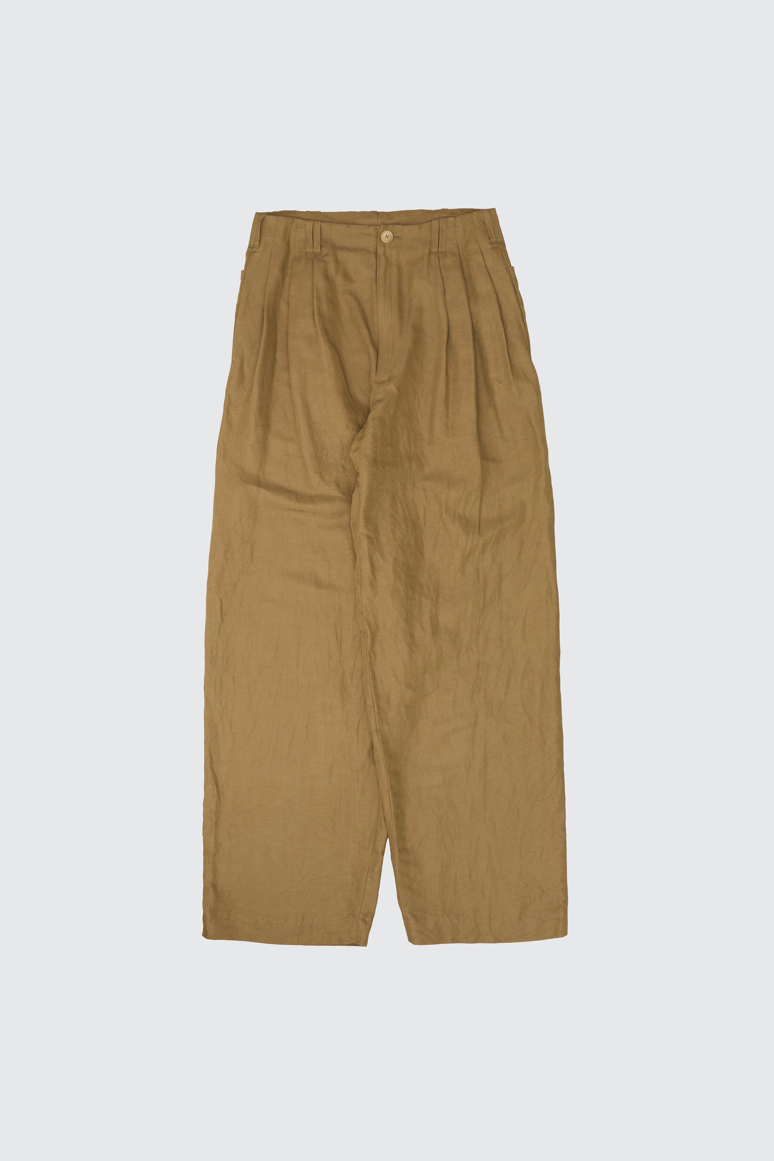 Linen Silk Kersey 3pleated Tapered Trousers | YOKE Official Website