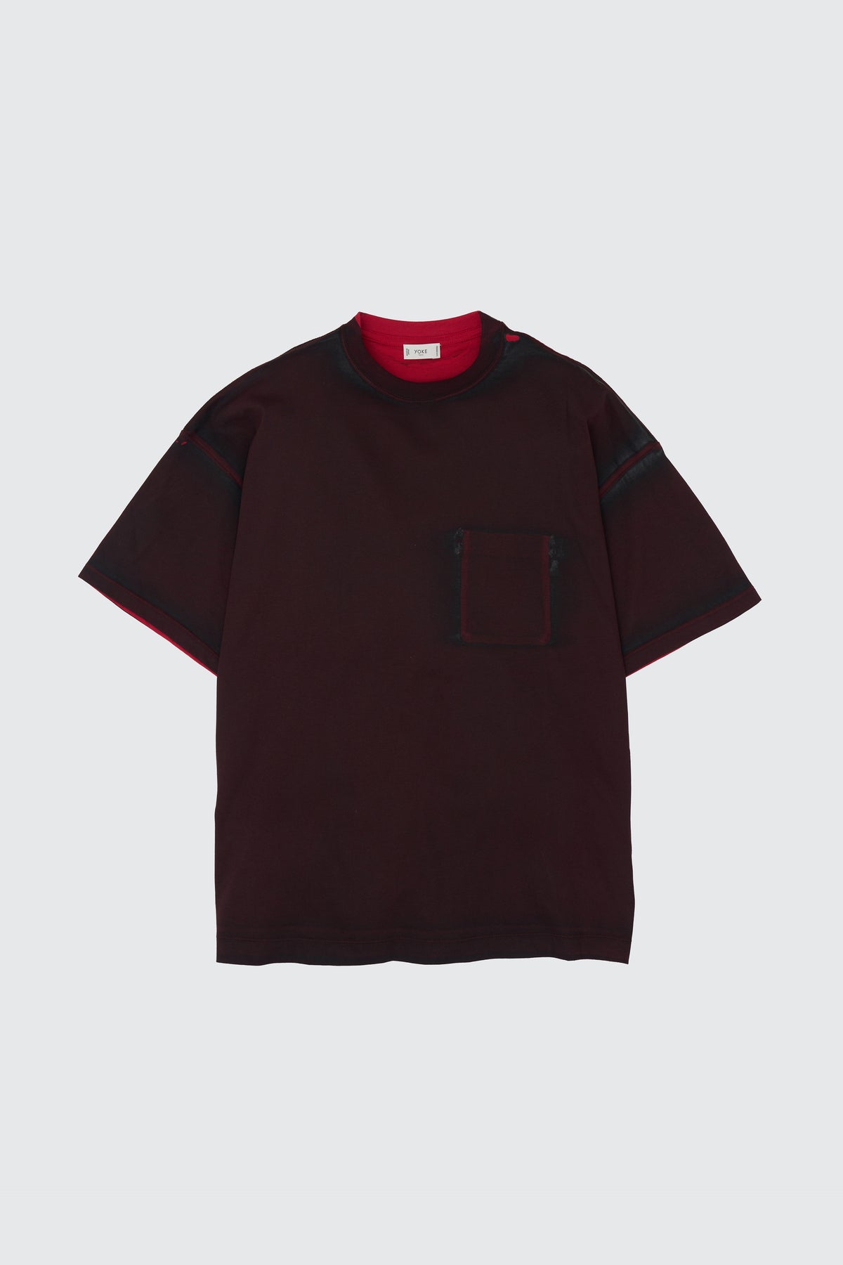 YOKE (ヨーク) オールオーバーピグメントプリントTシャツ レッド 赤