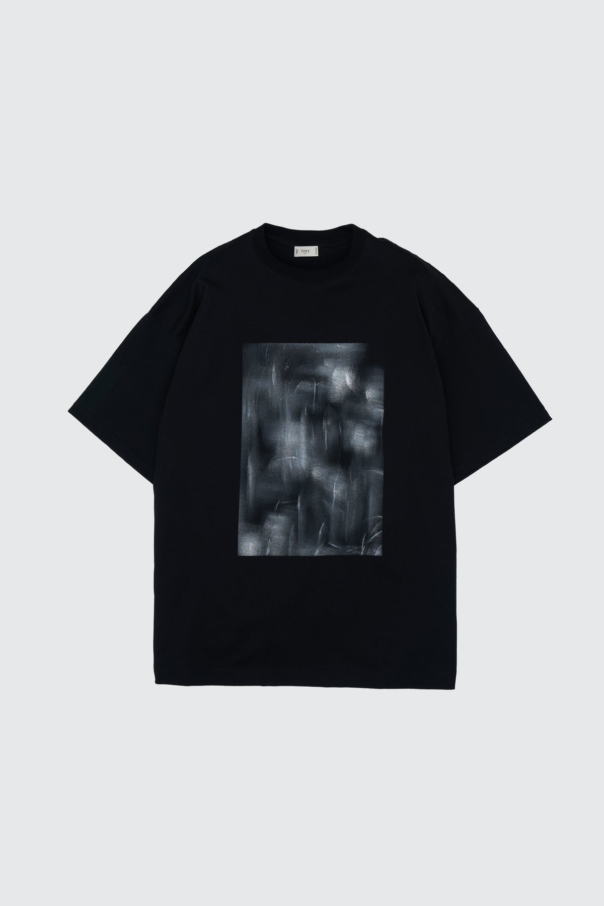 YOKE (ヨーク) アブストラクトハンドペイントTシャツ ブラック 黒 ブラッシュ