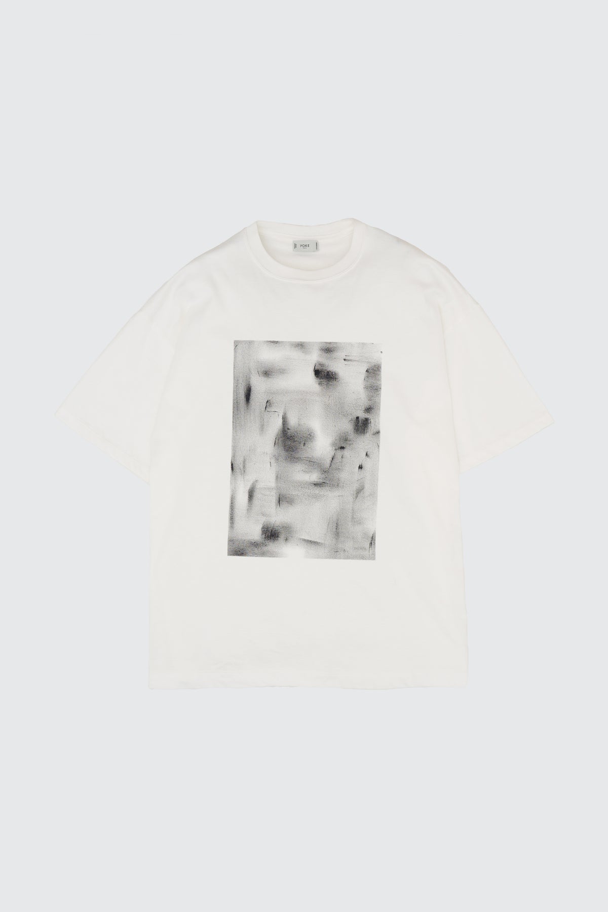 YOKE (ヨーク) アブストラクトハンドペイントTシャツ ホワイト 白 ブラッシュ