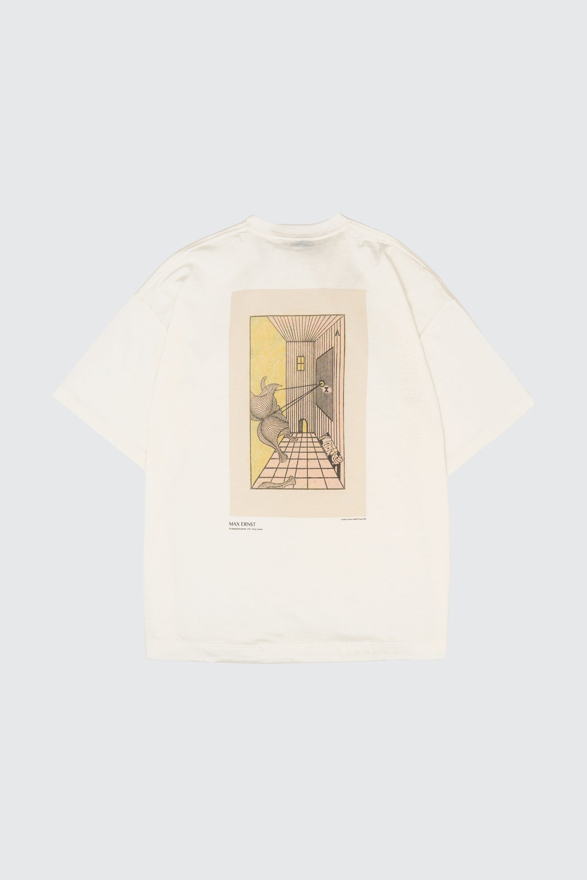 YOKE (ヨーク) マックスエルンストアートプリントTシャツ ブルスベルク・ドクメンテ バックプリント ホワイト 白