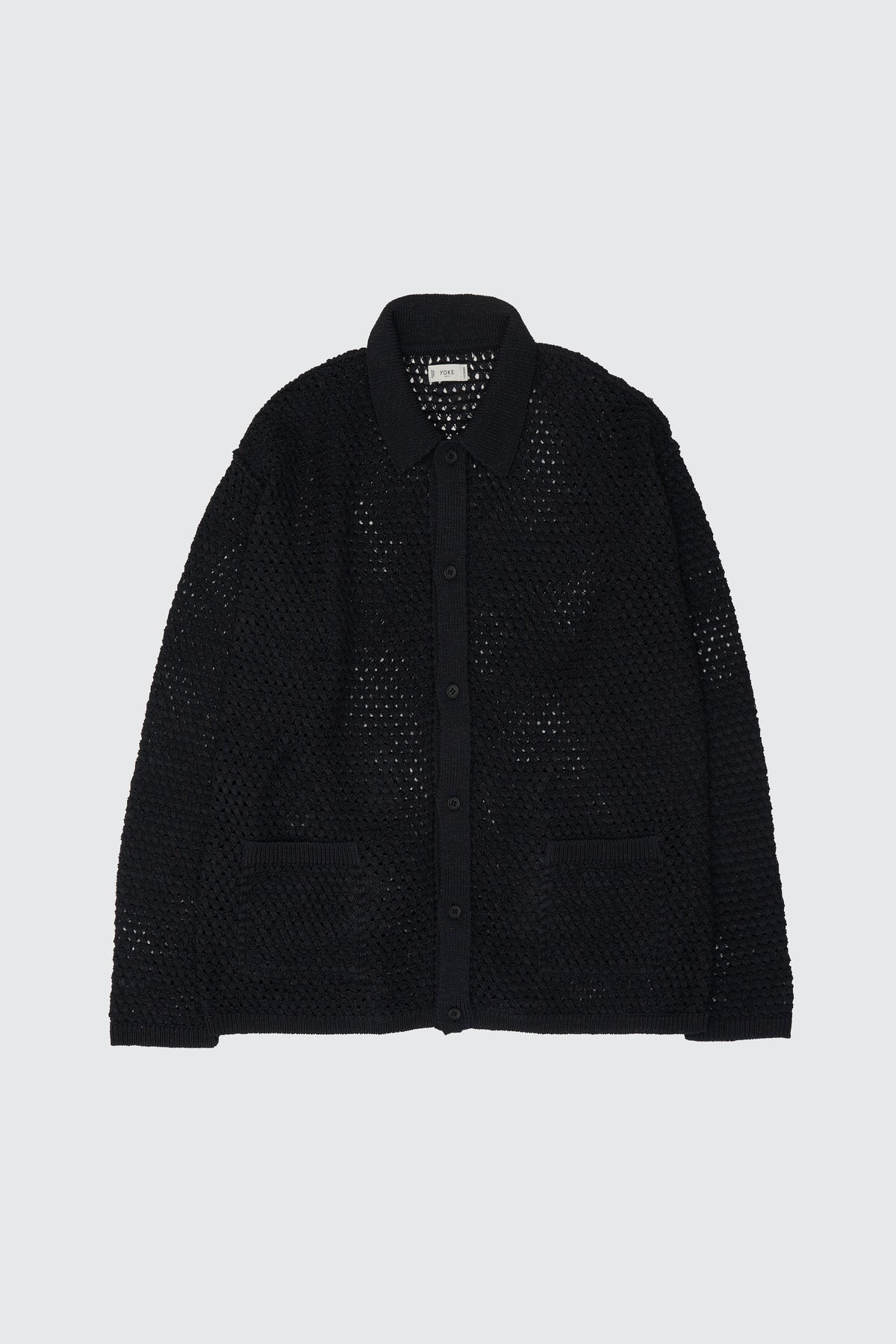 YOKE (ヨーク) コットンメッシュニットシャツカーディガン ブラック