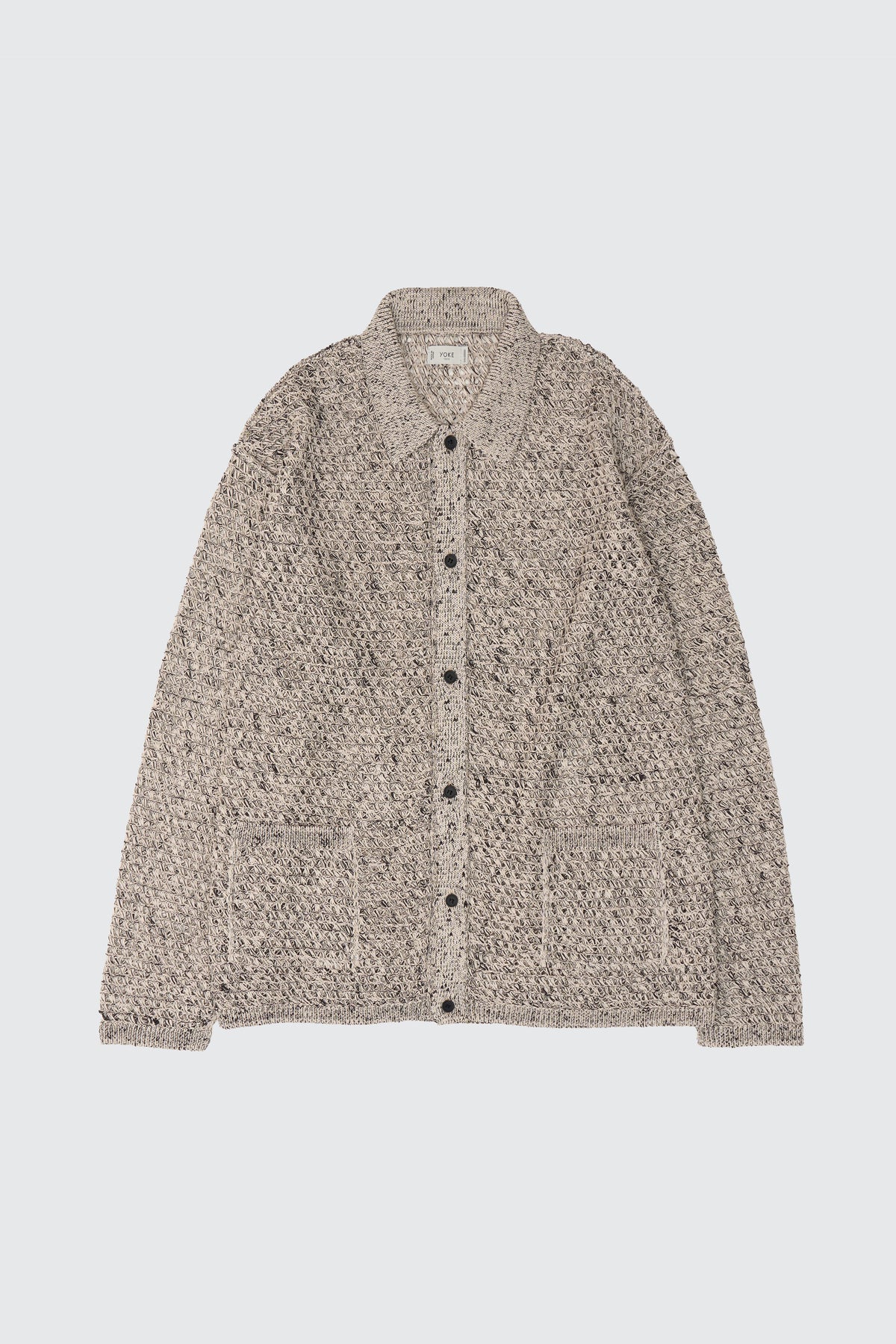 YOKE (ヨーク) コットンメッシュニットシャツカーディガン ホワイト