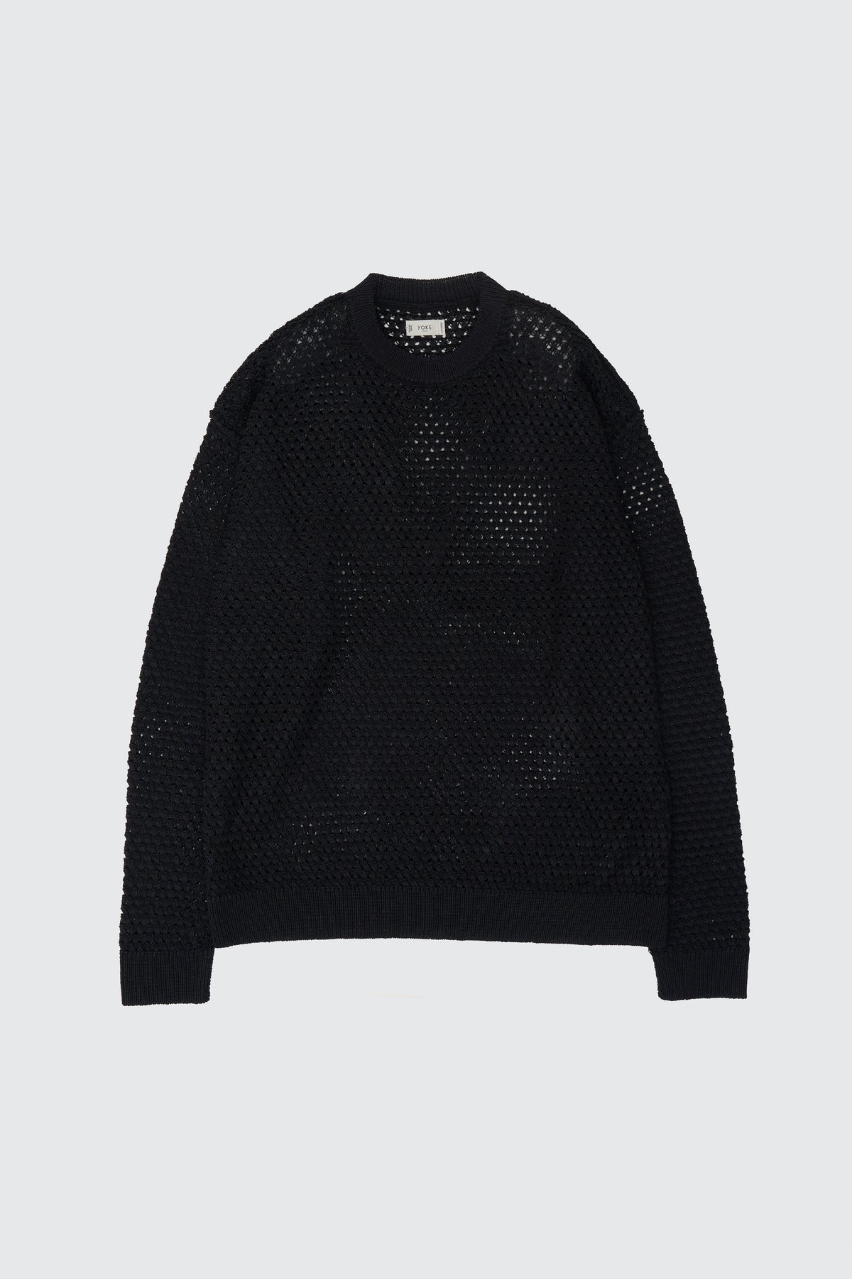 YOKE (ヨーク) コットンメッシュニットクルーネックサマーセーター ブラック