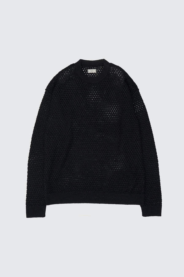 Cotton Mesh Knit Crewneck Sweater