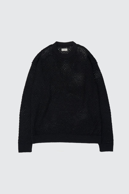 Mesh Knit Shirt Crewneck Sweater | YOKE Official Website