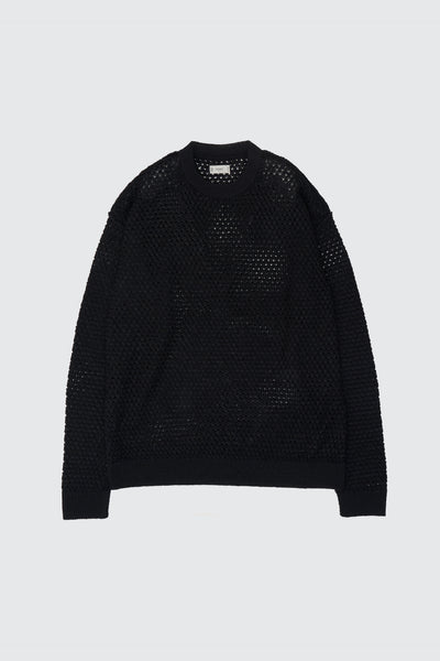 Mesh Knit Shirt Crewneck Sweater | YOKE Official Website