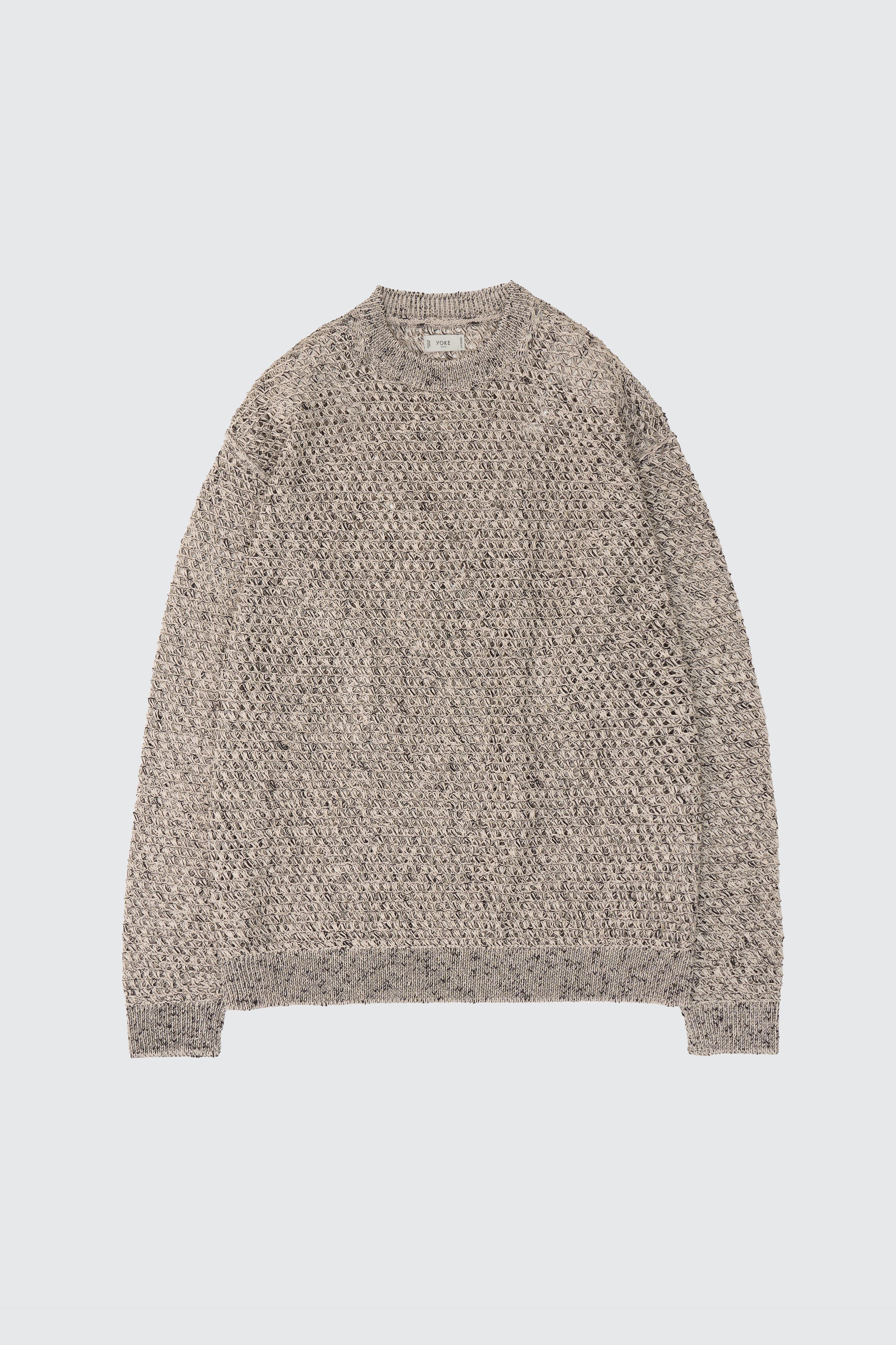 Mesh Knit Shirt Crewneck Sweater | YOKE Official Website