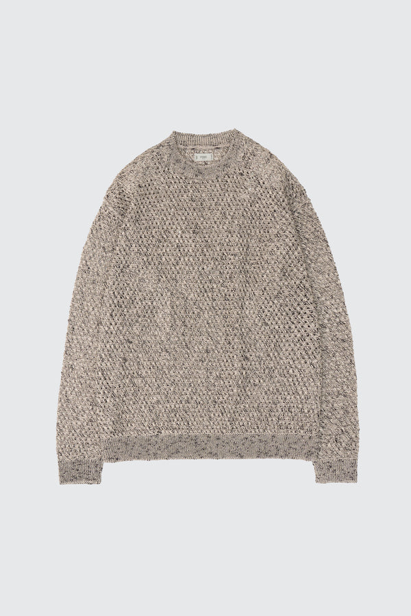 Cotton Mesh Knit Crewneck Sweater