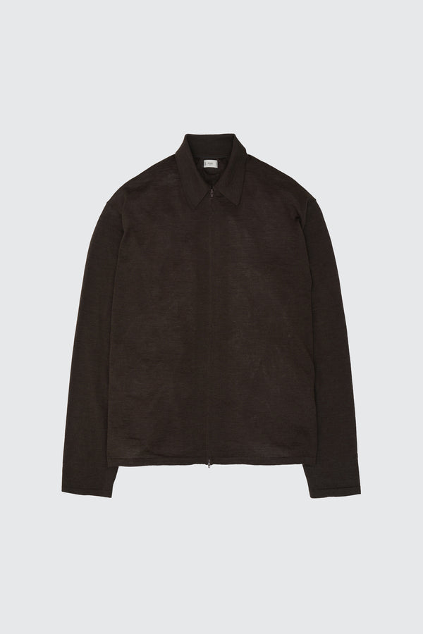 Ramie Wool Zip Knit Shirt