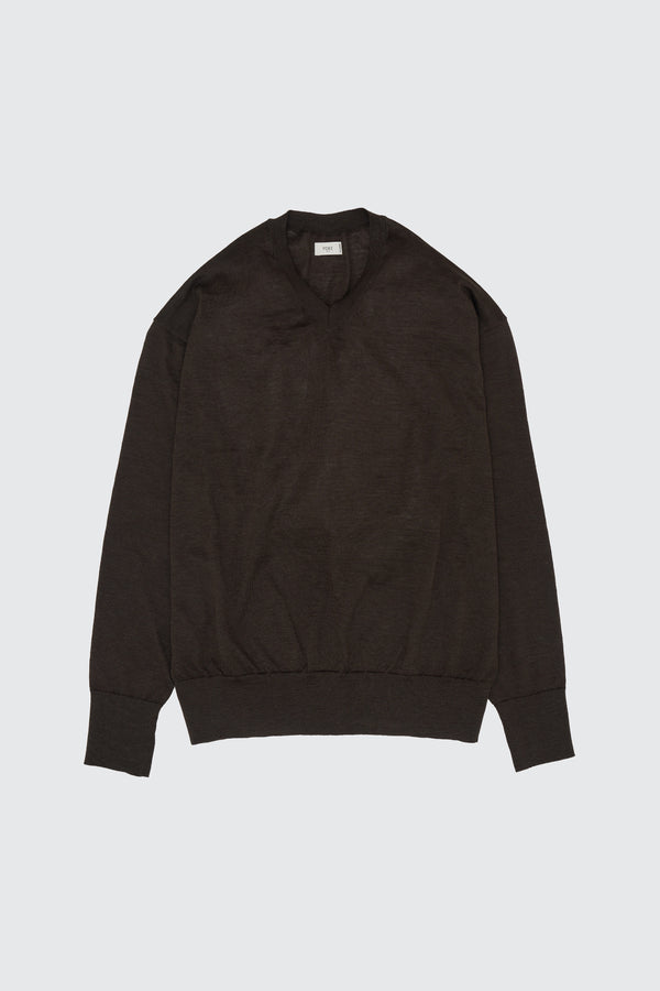 Ramie Wool V-neck Sweater