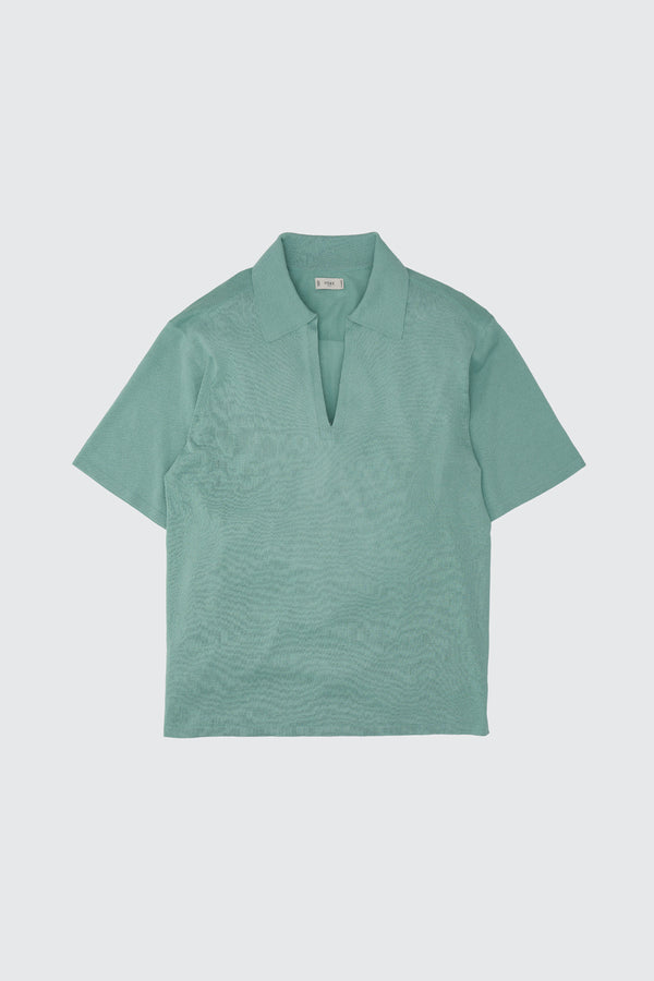 Washi Polyester Knit Sheer Skipper Shirt