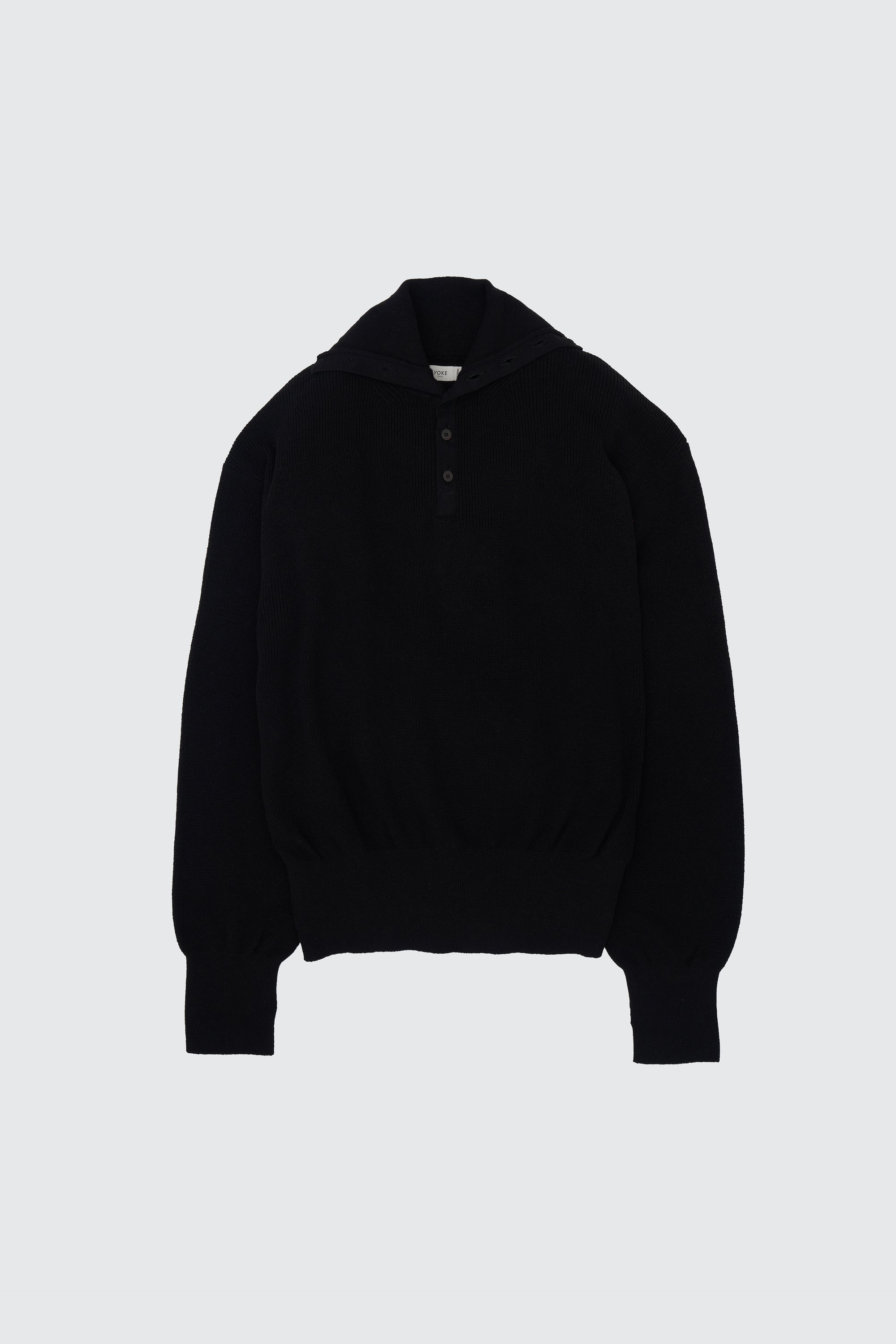 YOKE (ヨーク) ハイネックハイネックヘンリーリブコットンセーター ブラック