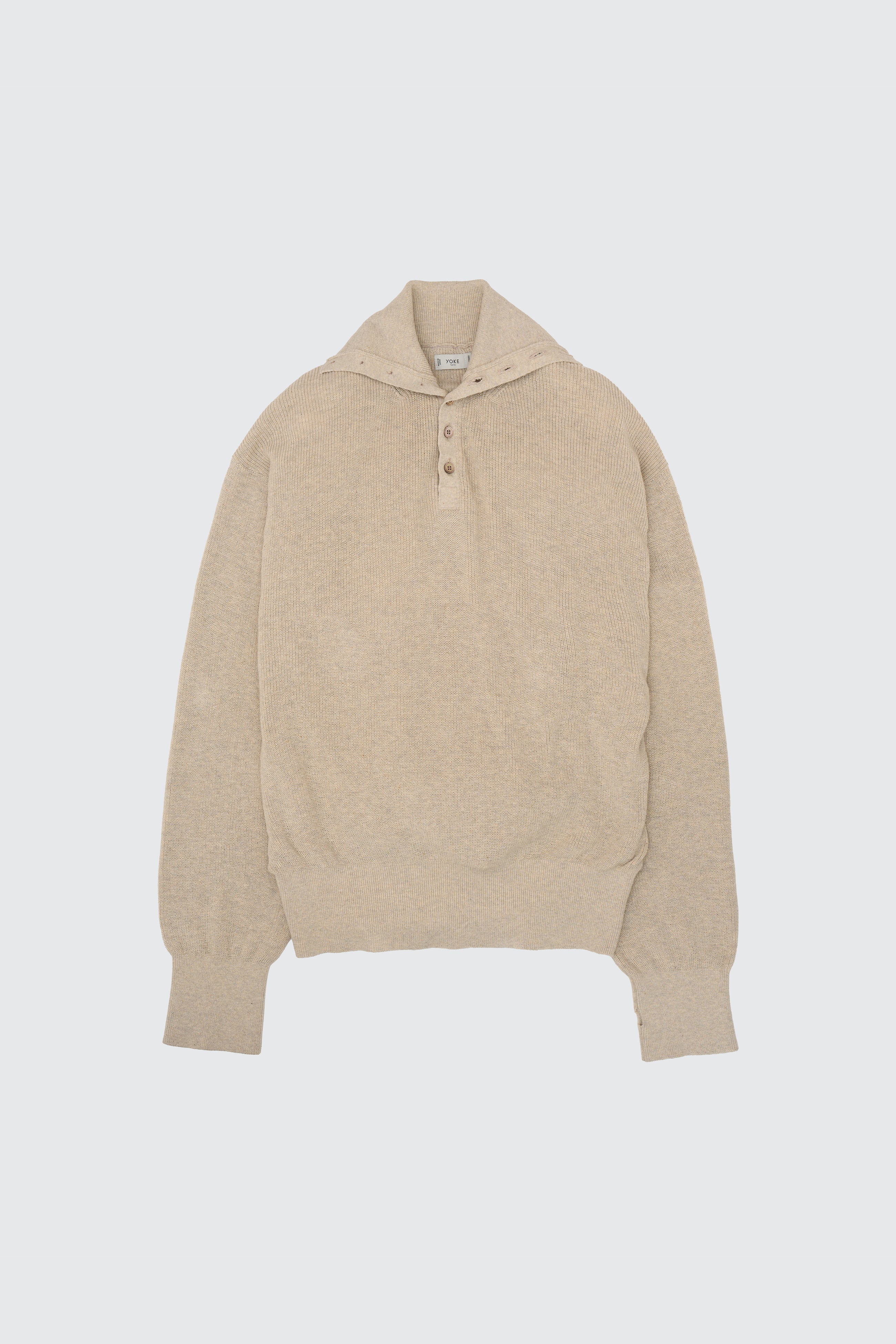 Highneck Henley Rib Sweater | YOKE Official Website