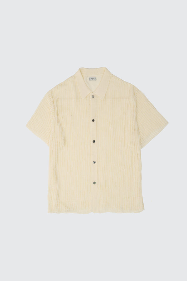 Cotton Nylon Hard Twist Rib Knit Sheer Shirt