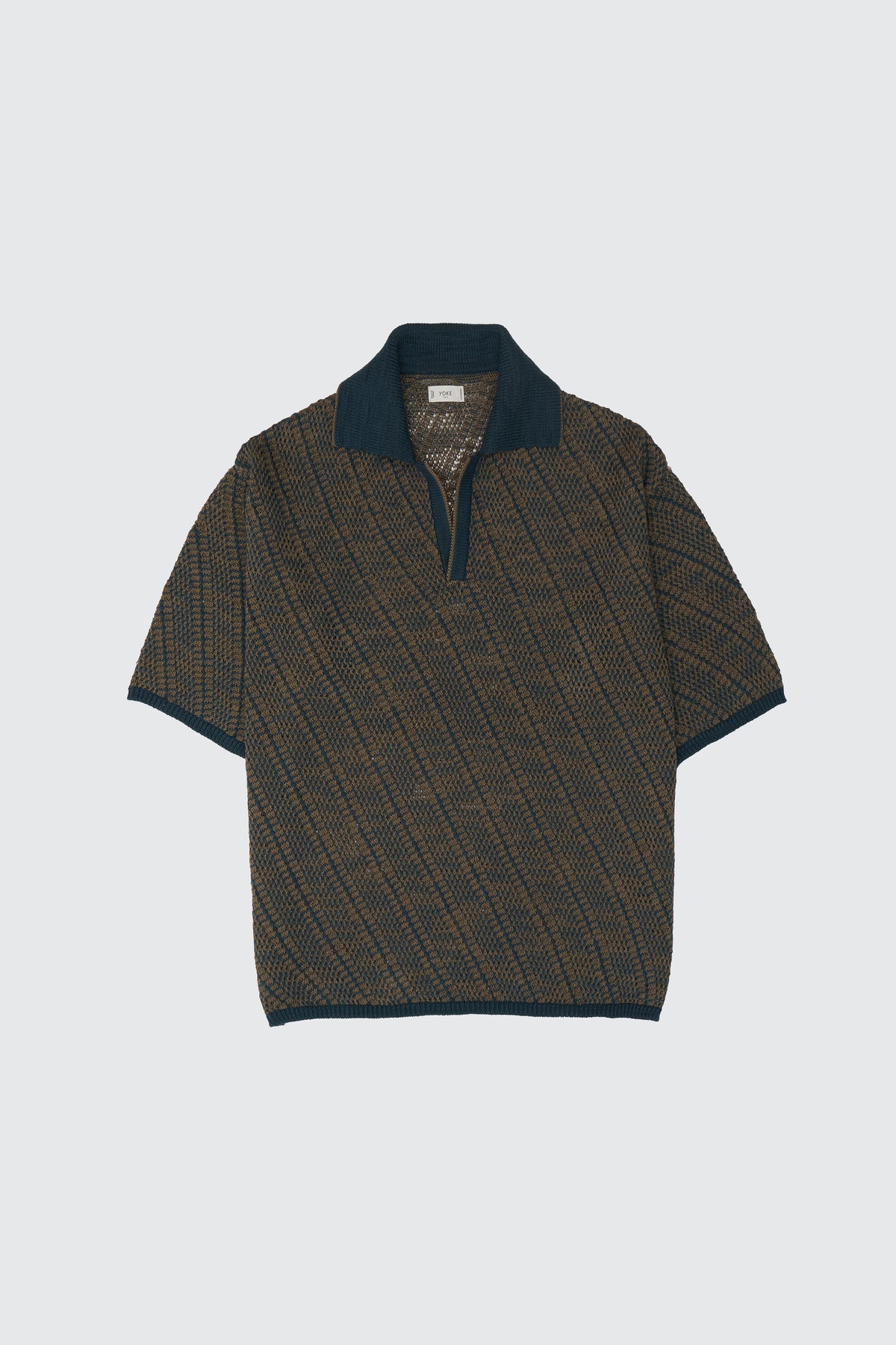 Cotton Diagonal Knit Skipper Shirt