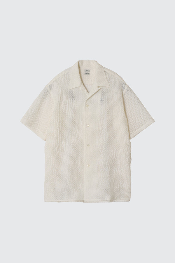 Embroidery Lyocell Ramie Lawn Open Collar Shirt
