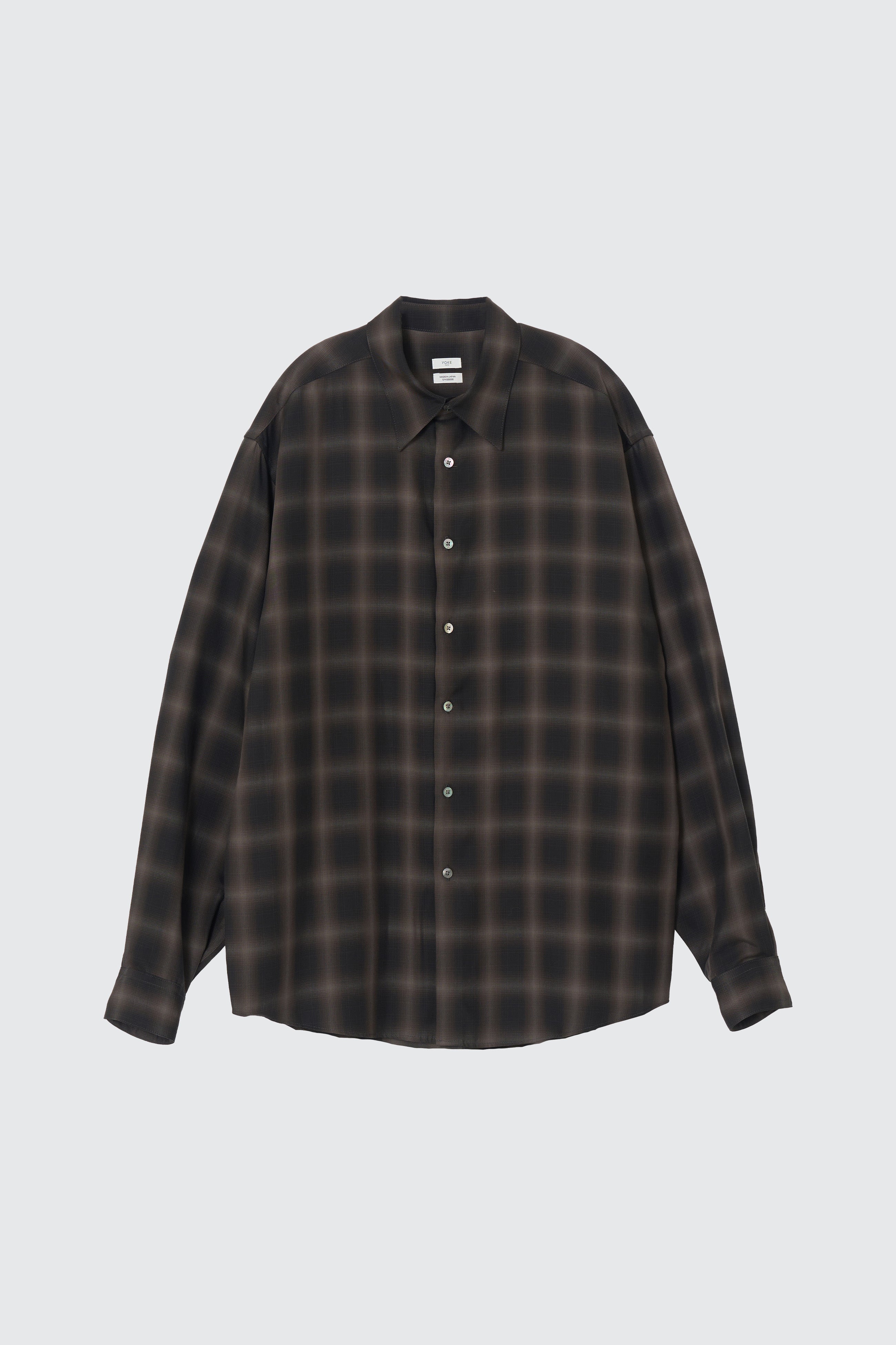 Tencell Ombre Plaid Regullar Collor Shirt | YOKE Official Website