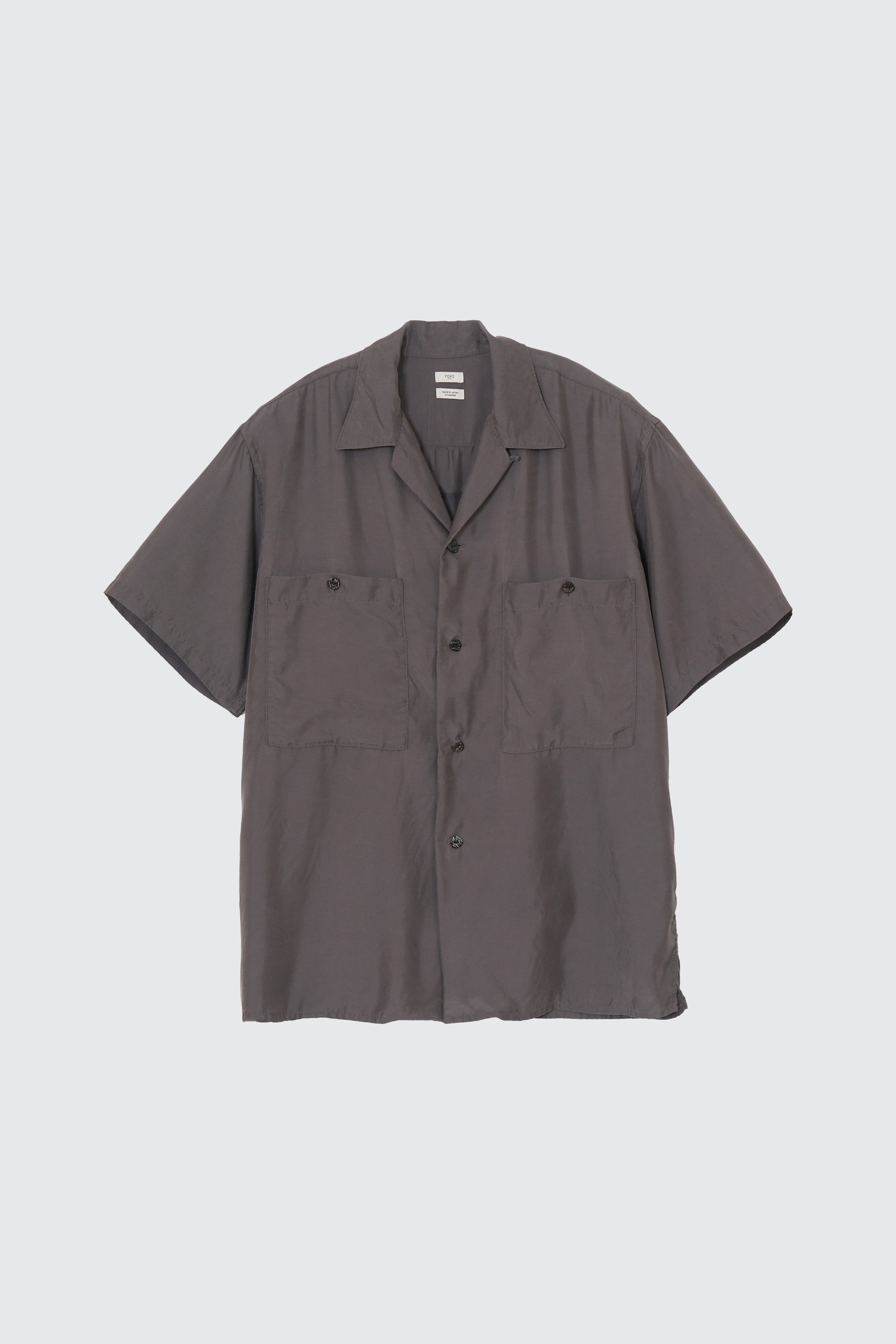 Cupro Polyester Washable Twill Open Collar Shirt | YOKE Official
