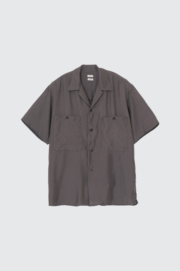Cupro Polyester Washable Twill Open Collar Shirt