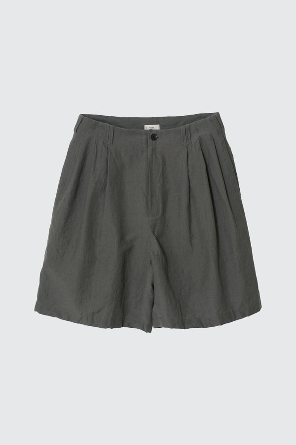 Wool Linen Weather Cloth 3pleated Shorts