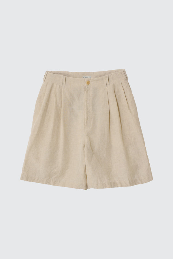 Wool Linen Weather Cloth 3pleated Shorts