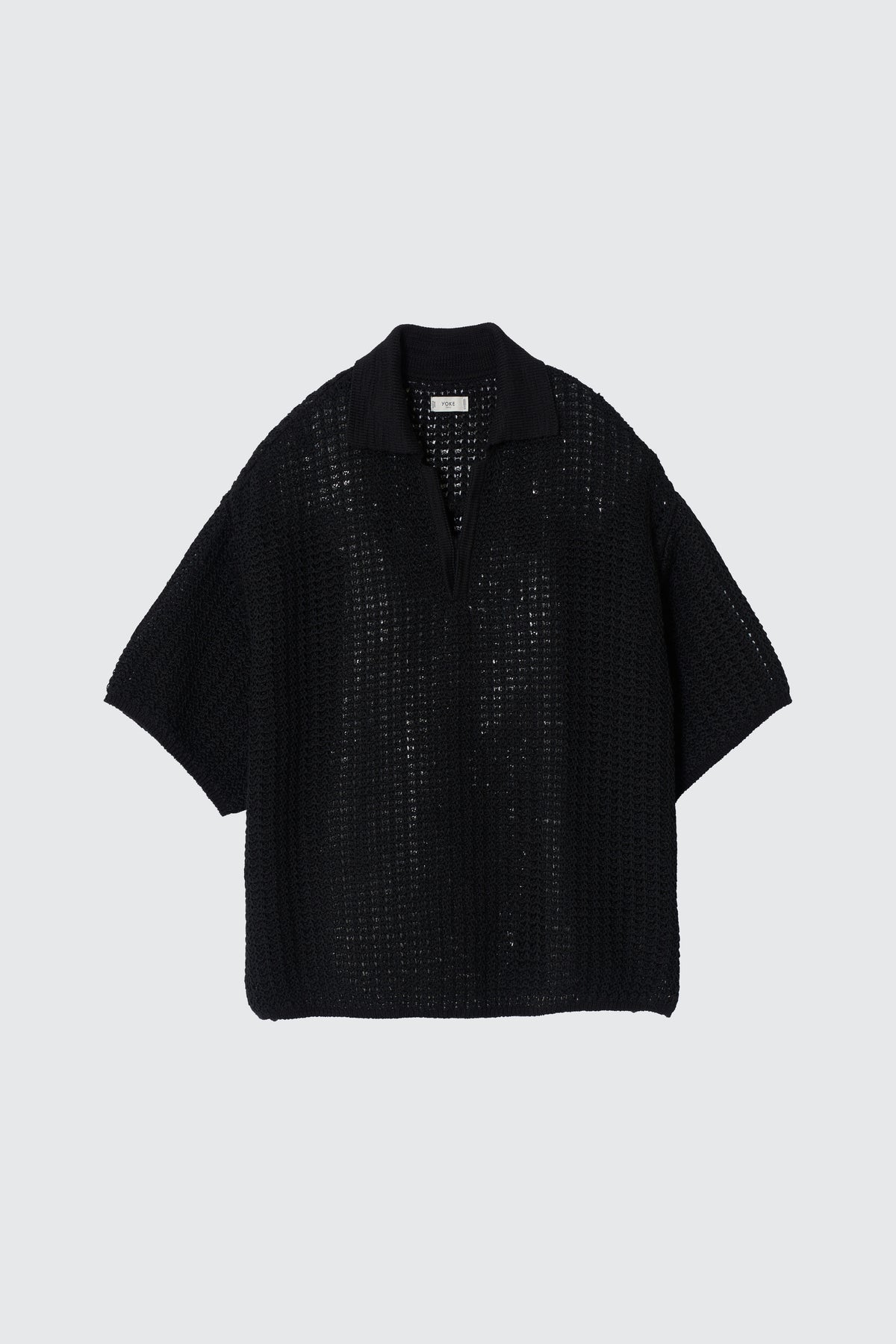YOKE (ヨーク) メッシュニットスキッパーポロシャツ 黒 ブラック