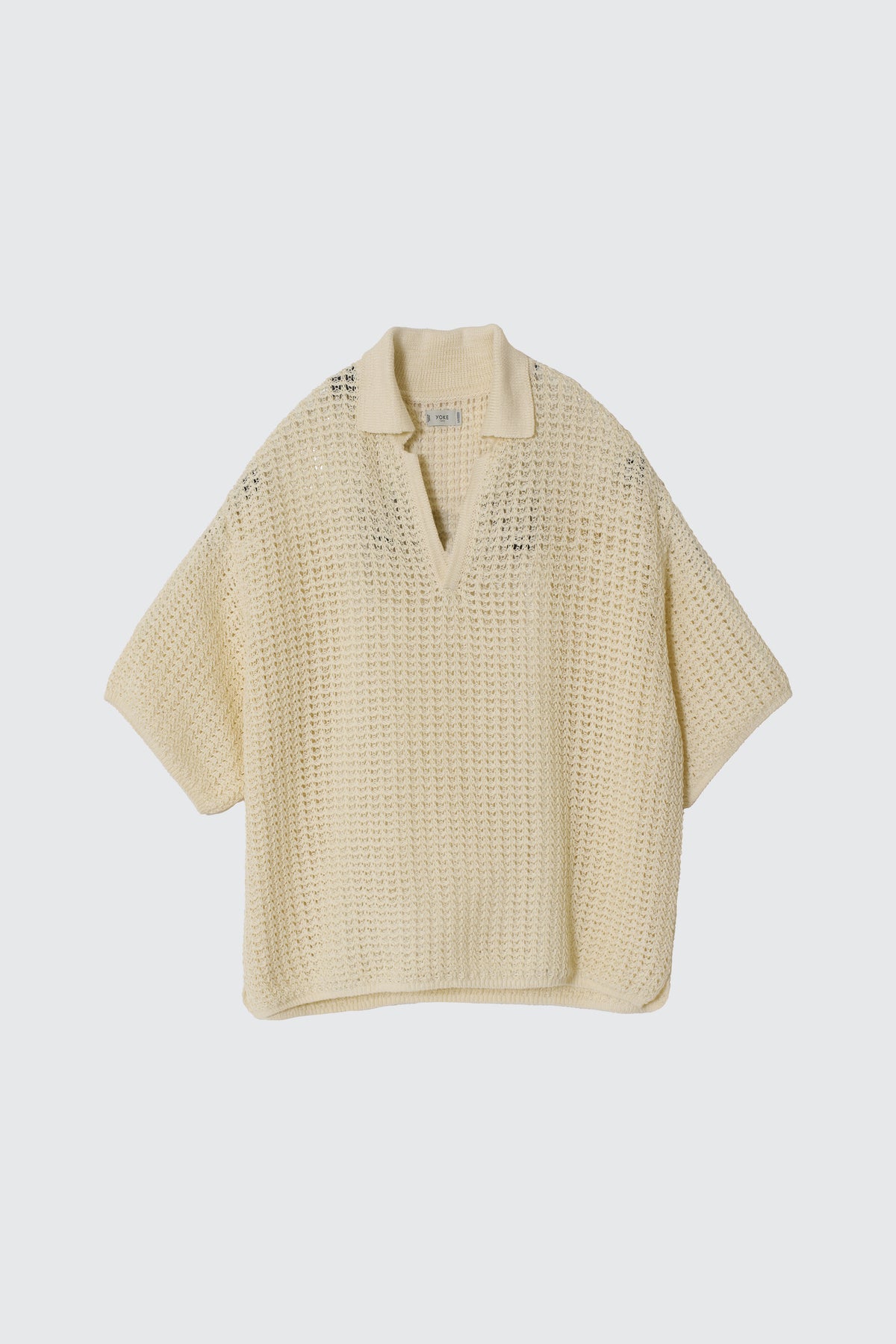 YOKE (ヨーク) メッシュニットスキッパーポロシャツ エクリュ アイボリー