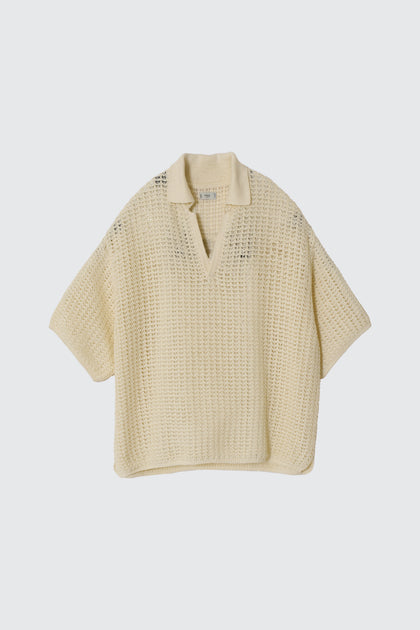 Cotton Mesh Knit Skipper Polo Shirt | YOKE Official Website