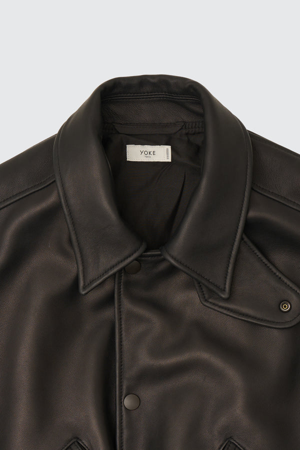 Lamb Leather Bomber Short Jacket
