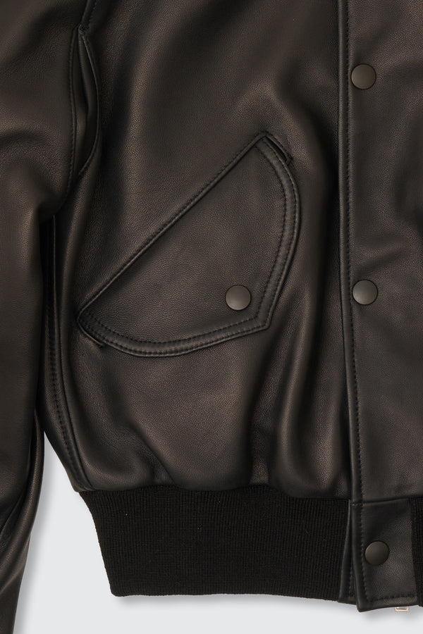 Lamb Leather Bomber Short Jacket