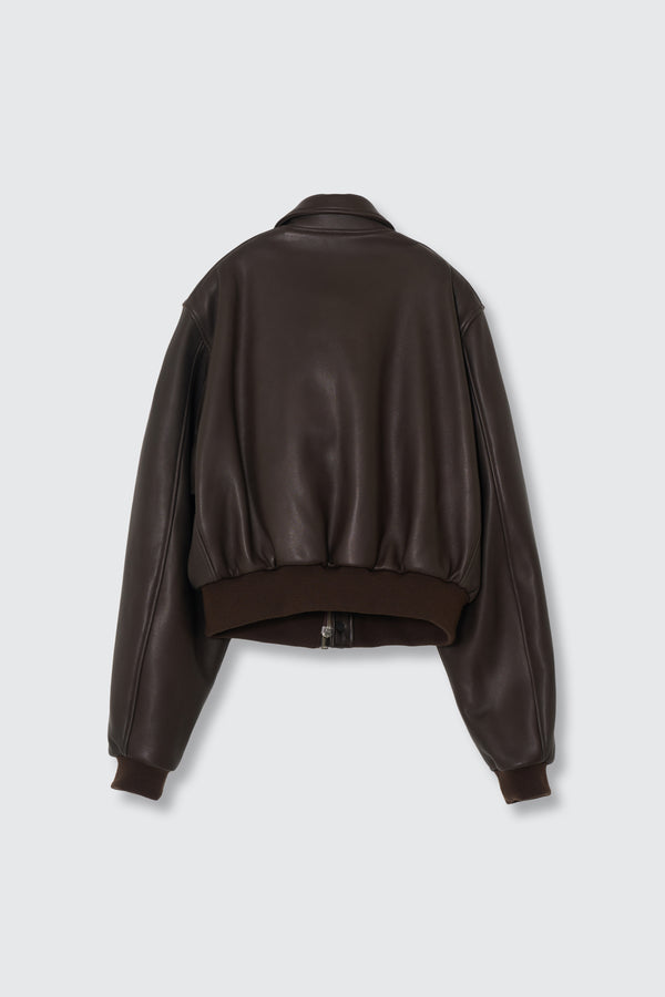 Lamb Leather Bomber Short Jacket