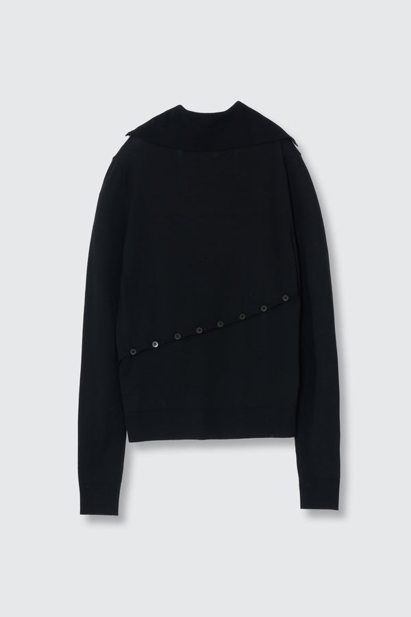 Super120's Wool Button Line Knit Top