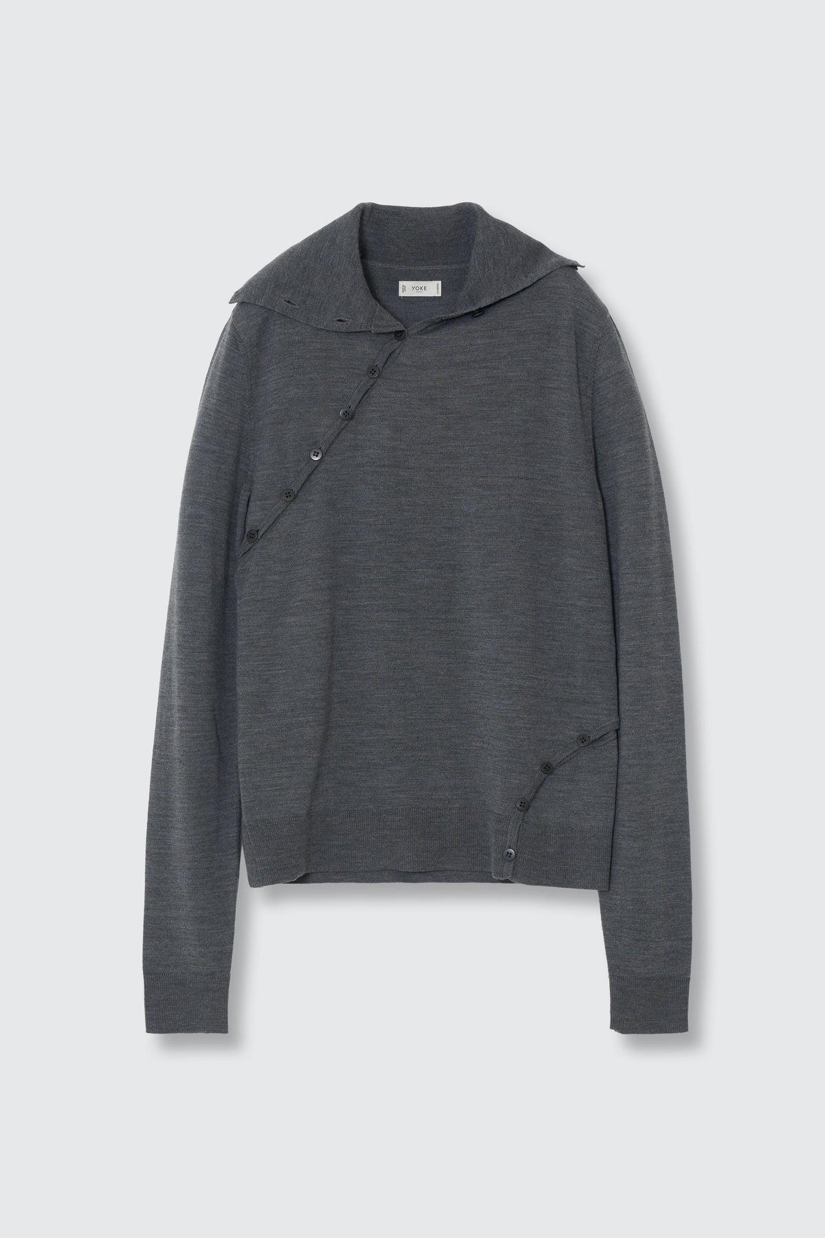 Super120's Wool Button Line Knit Top