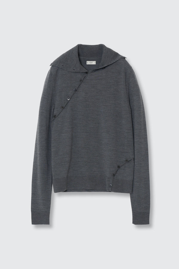 Super120's Wool Button Line Knit Top