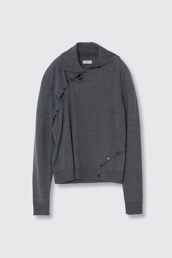 Super120's Wool Button Line Knit Top