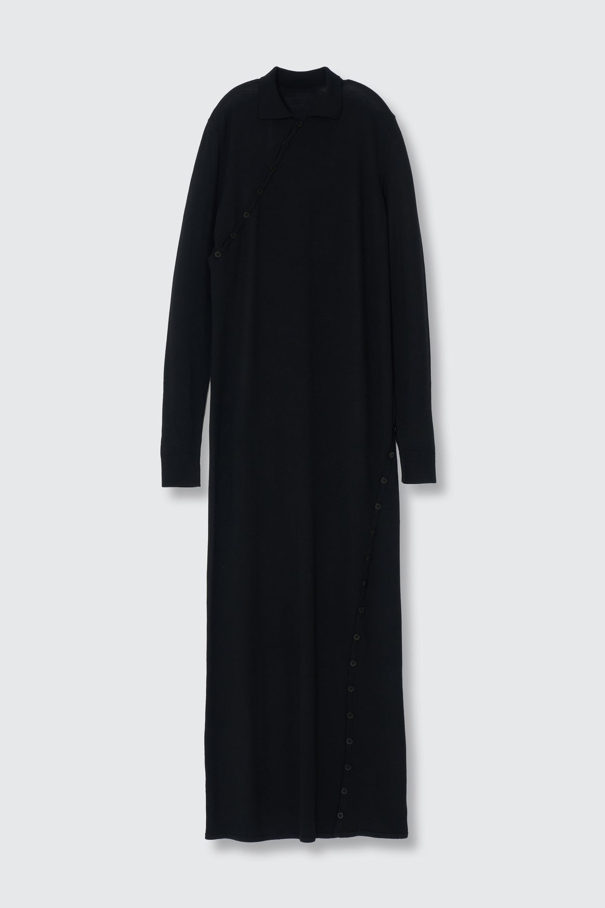 Super120's Wool Button Line Knit Dress