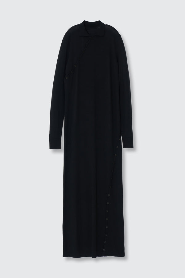 Super120's Wool Button Line Knit Dress