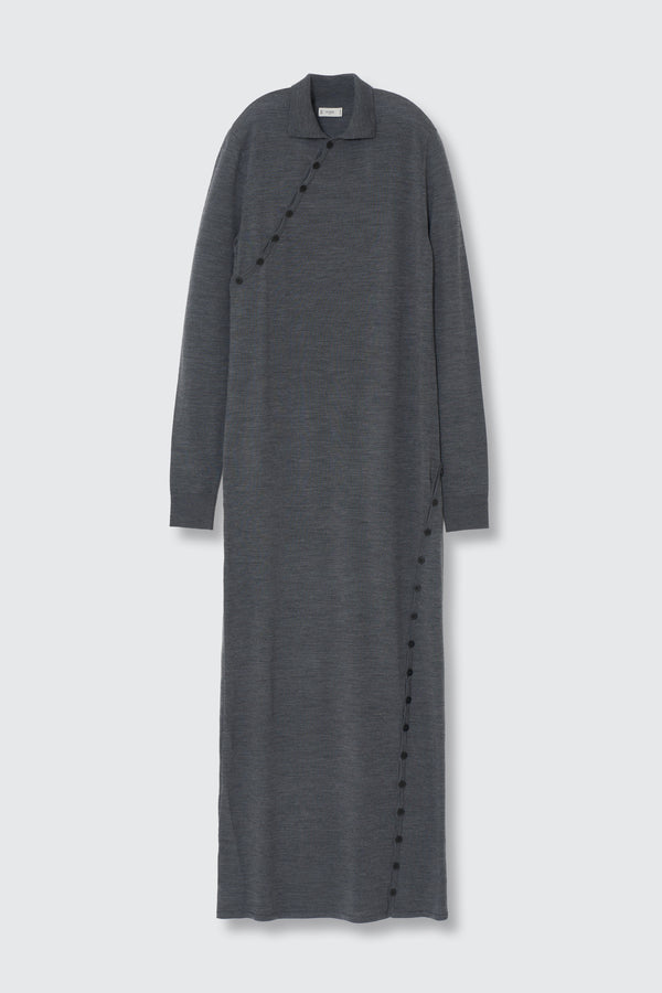 Super120's Wool Button Line Knit Dress
