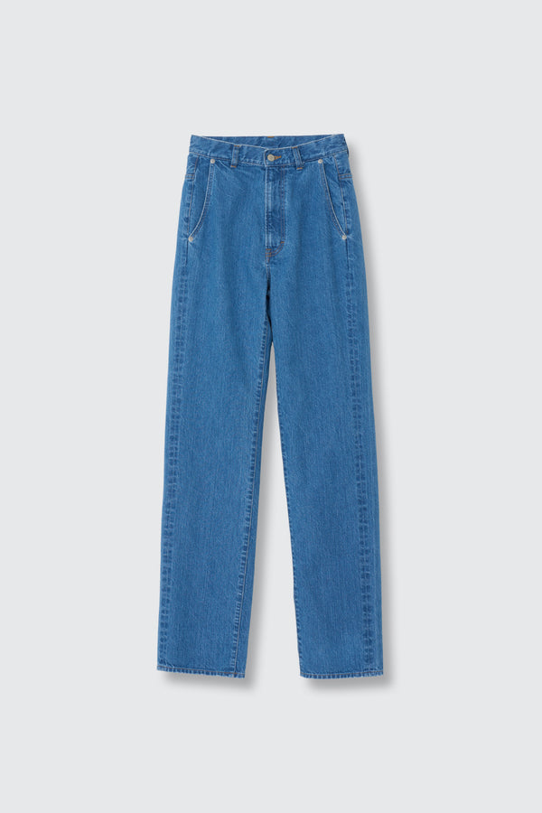 Denim Wide Straight Pants Vintage Wash
