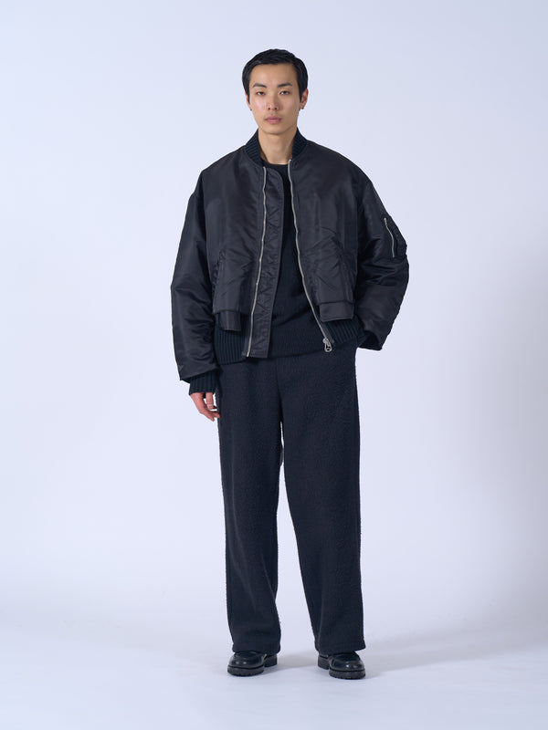Connected Rib Knit Flight Jacket