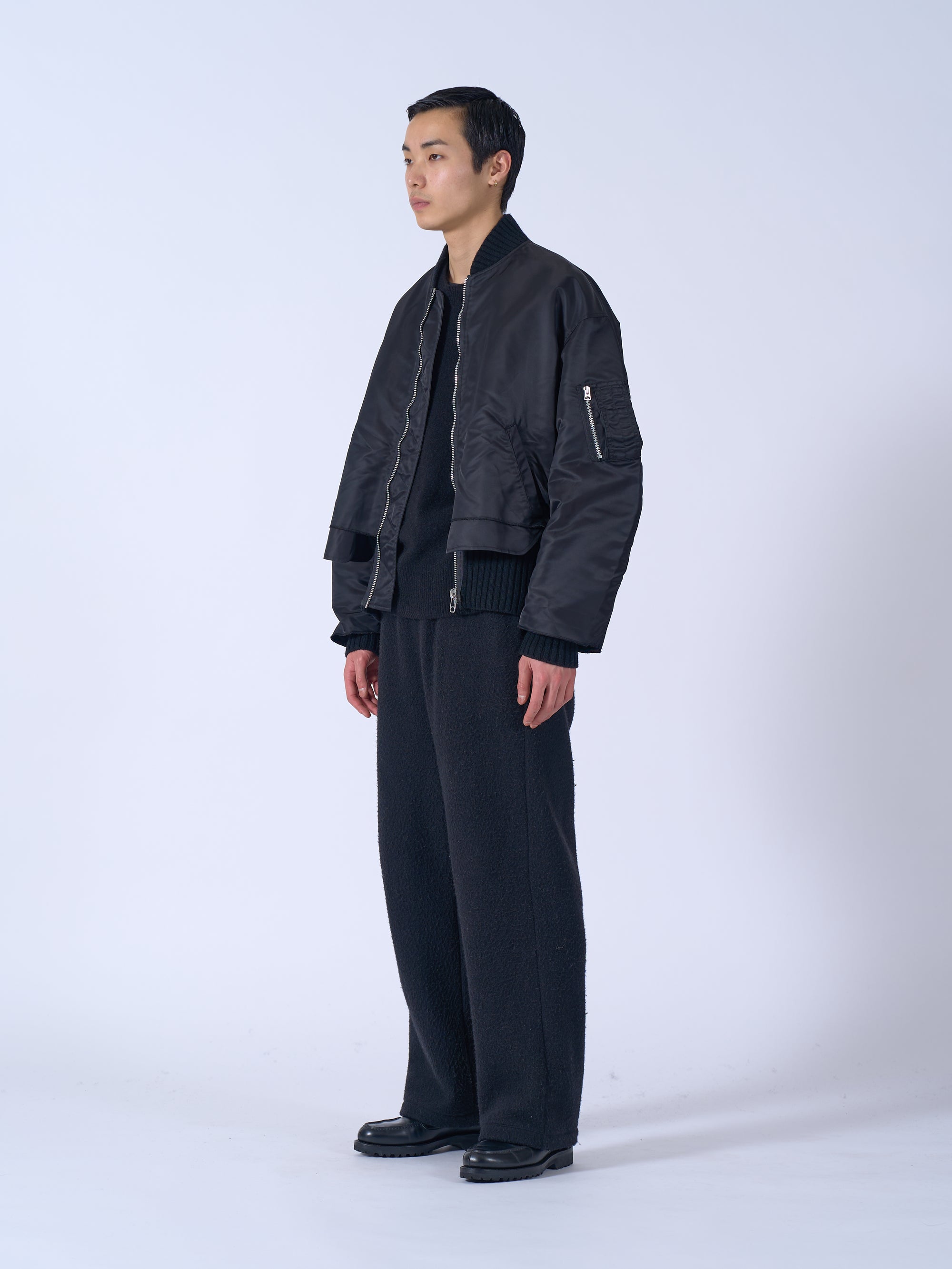 Connected Rib Knit Flight Jacket