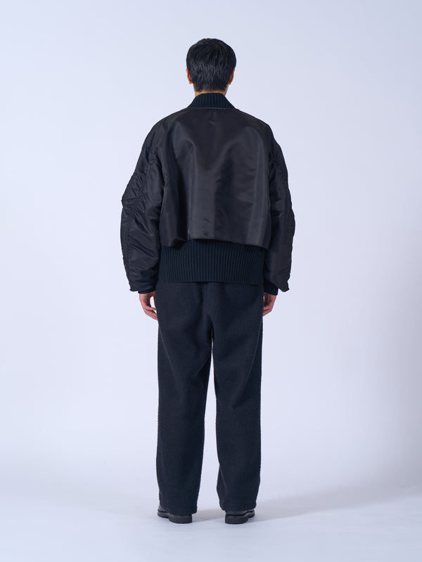 Connected Rib Knit Flight Jacket