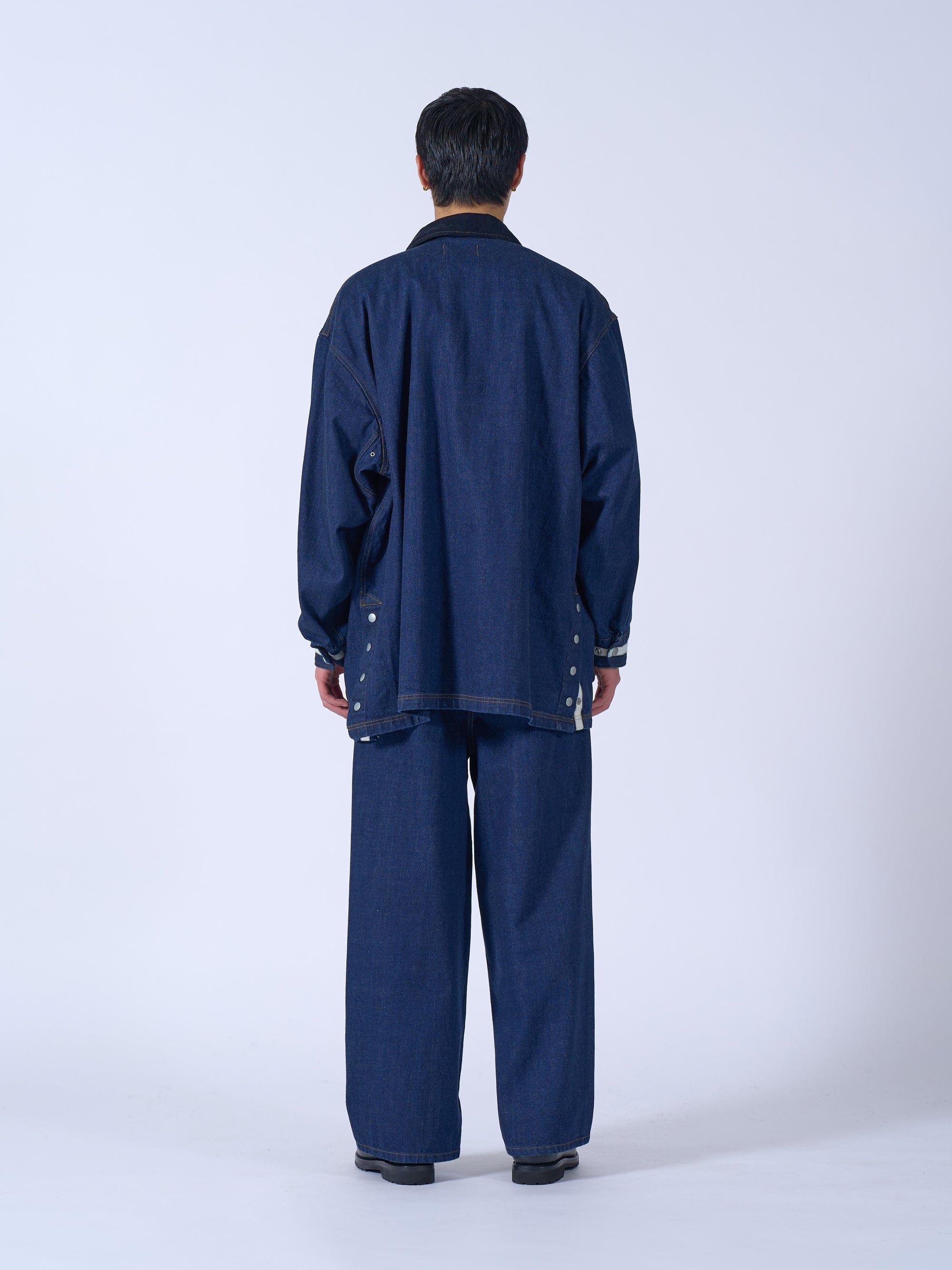 Denim 3Pleated Wide-Leg Trousers